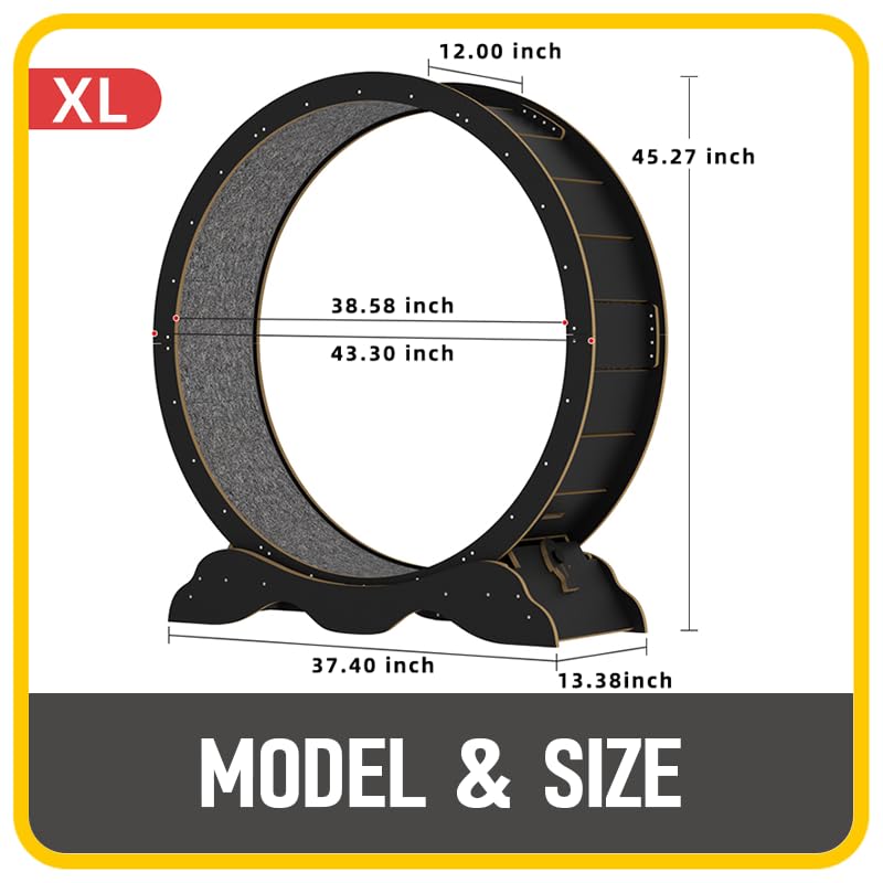 Cat Exercise Wheel 45 Inch Cat Treadmill for Indoor Cats, Running Wheel with Detachable Carpeted Runway