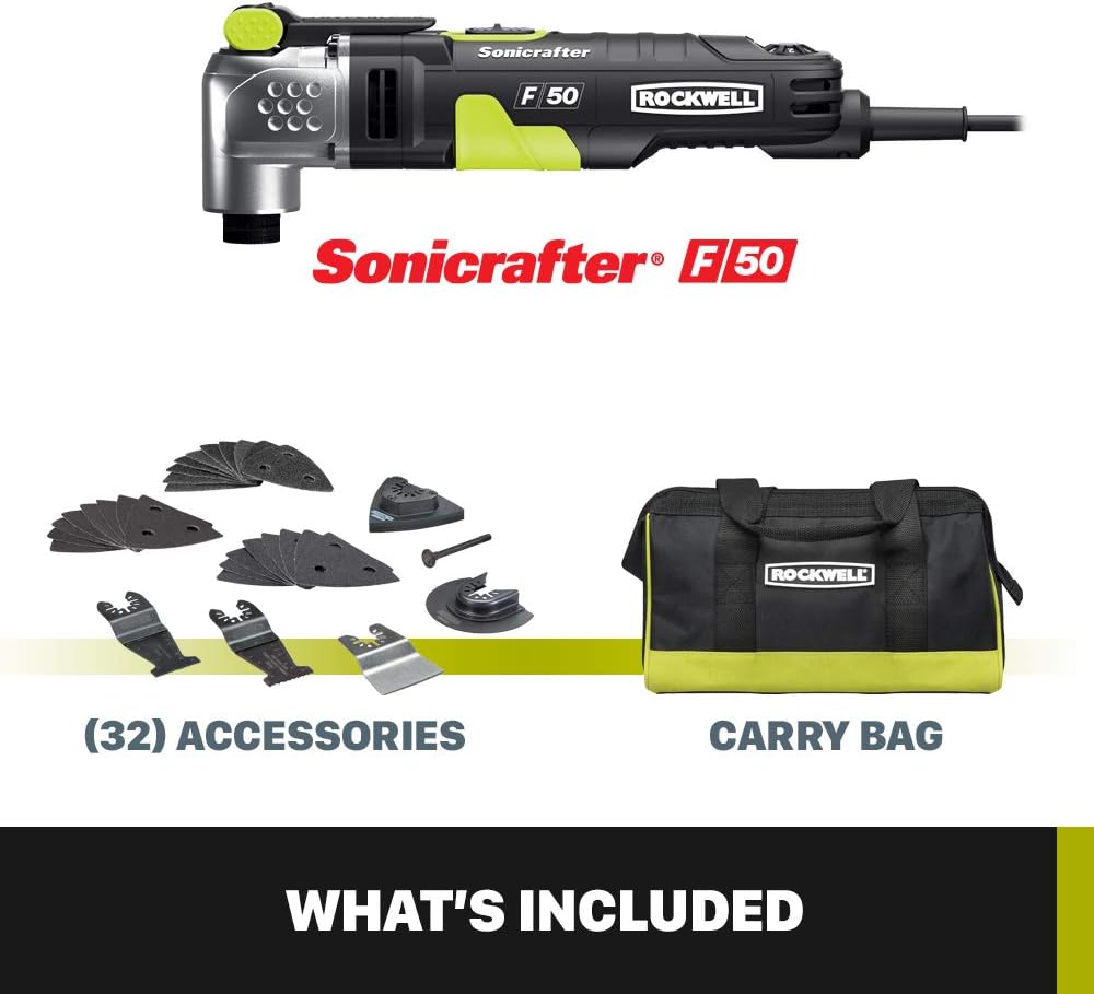 Rockwell RK5142K 4.0 Amp Sonicrafter F50 Oscillating Multi-Tool, with Variable Speed, Hyperlock Clamping, Vibrafree Technology