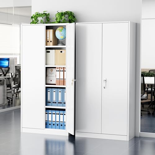 Greenvelly Metal Storage Cabinet, 72" Black Locking Storage Cabinets with Doors and 4 Shelves, Metal Cabinet for Garage Home Office, Classroom