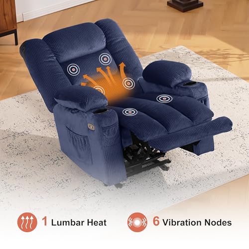 MCombo Zero Gravity Power Recliner Chair with Heat and Vibration Massage, Reclining Chair with USB & Type C Ports, Cup Holders for Living Room