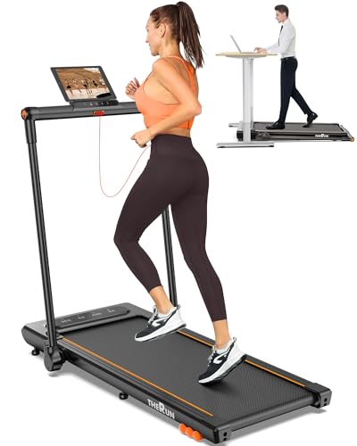 THERUN 2.5HP Treadmill, 2 in 1 Under Desk Walking Pad Treadmill