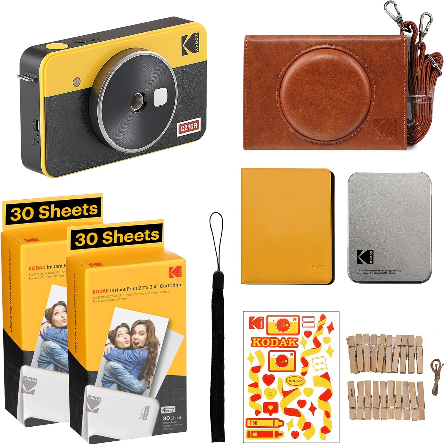 Kodak Mini Shot 2 Retro | Accessory Gift Bundle | Portable Wireless Instant Camera & Photo Printer
