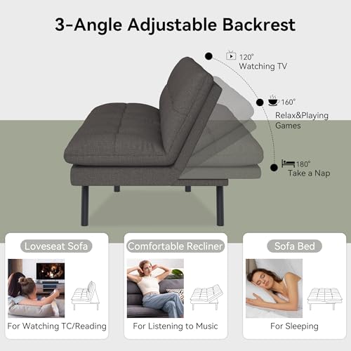 71" Convertible Futon Sofa,Faux Leather Futon Couch Bed,Sleeper Sofa Bed,Memory Foam Modern Folding Small Loveseat for Living Room,Office,Apartment