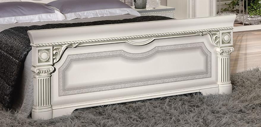 Glossy White Silver Finish Queen Bedroom Set 3Pcs Made in Italy ESF Aida