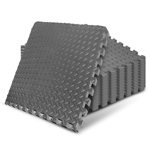 Yes4All 24SQFT-120SQFT Puzzle Exercise Mat for Home Gym, EVA Interlocking Foam Floor Tiles with Border for Workout Equipment