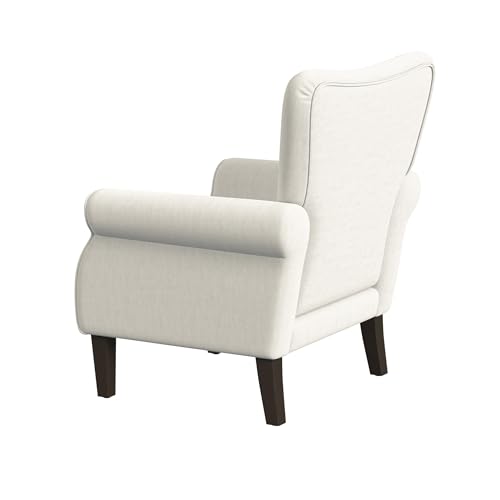 Home Decor | Upholstered Rolled Arm Wingback Accent Chair | Accent Chairs for Living Room & Bedroom | Decorative Home Furniture - Cream