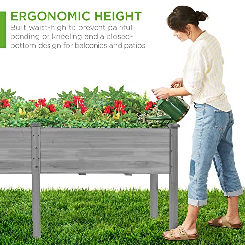 Best Choice Products 72x23x30in Raised Garden Bed, Elevated Wood Planter Box Stand for Backyard, Patio, Balcony w/Divider Panel, 6 Legs