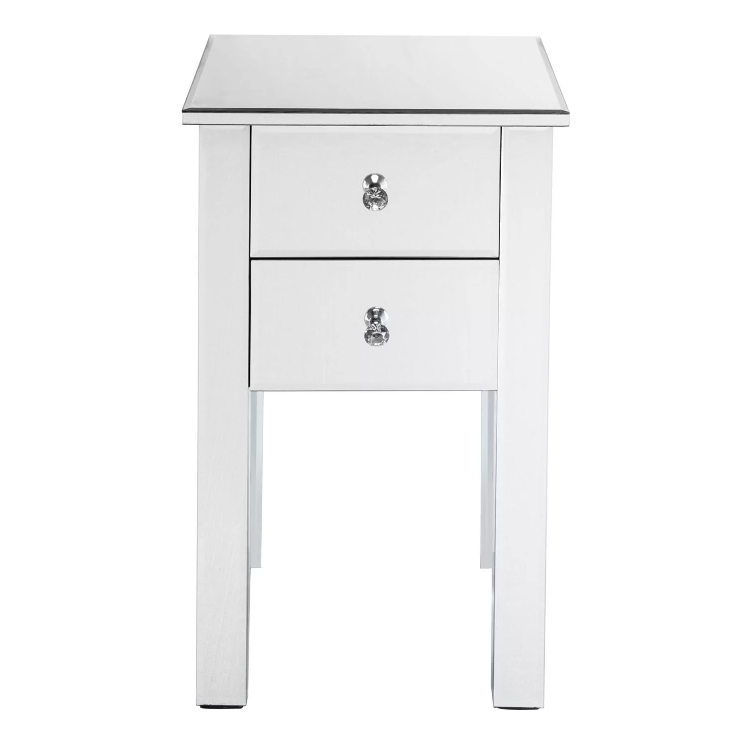 GoDecor Mirrored Nightstand Bedside Table Silver,Accent End Table Glass Furniture for Bedroom,Living Room,Sliver