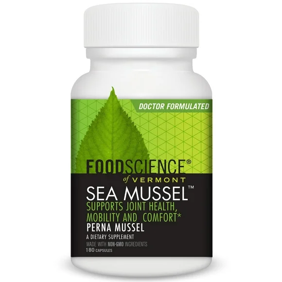 FoodScience of Vermont New Zealand Green Lipped Sea Mussel Supplement, 180 Capsules - Supports Joint Health, Mobility and Comfort…
