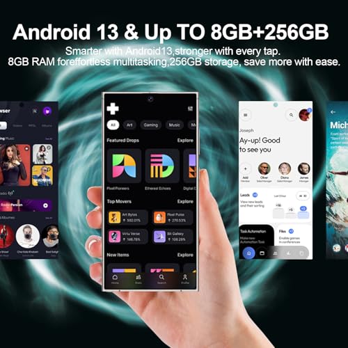 S24 Ultra Unlocked Cell Phones Smartphone with Built-in Pen 8+256GB Android 13 Phones 6.8" HD Screen Dual SIM 108MP+48MP Camera 6800 mAh (Green)