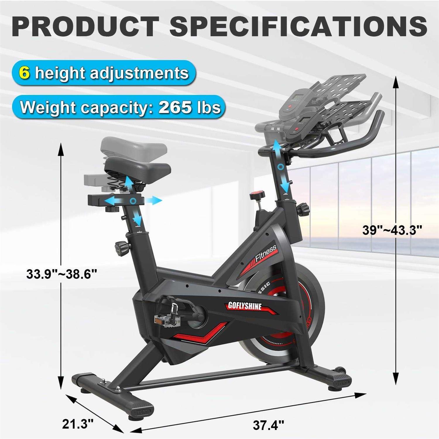 Goflyshine Exercise Bikes Stationary,Exercise Bike for Home Indoor Cycling Bike for Home Cardio Gym,Workout Bike with Ipad Mount &amp; LCD Monitor
