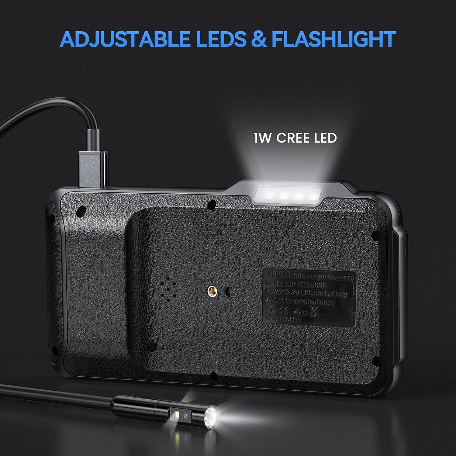 Triple Lens Endoscope, Teslong Borescope Inspection Camera with 5'' Screen, Waterproof Home Snake Scope Camera
