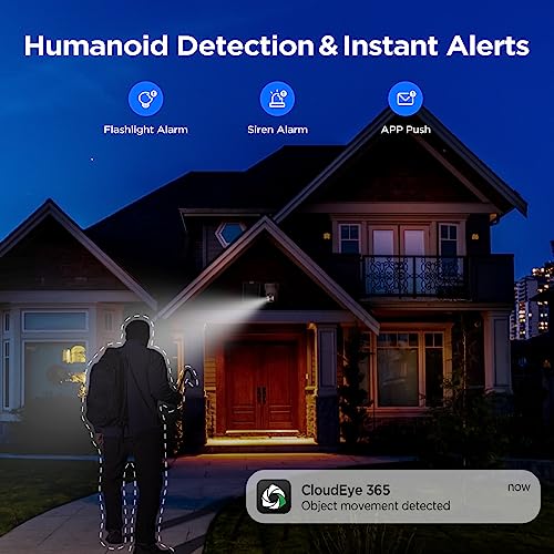 Camcamp Wireless Security Camera System, Solar Powered PTZ 4MP 6 Cam-kit Camera Security System, 500GB HDD NVR,Easy Installation, Color Night Vision