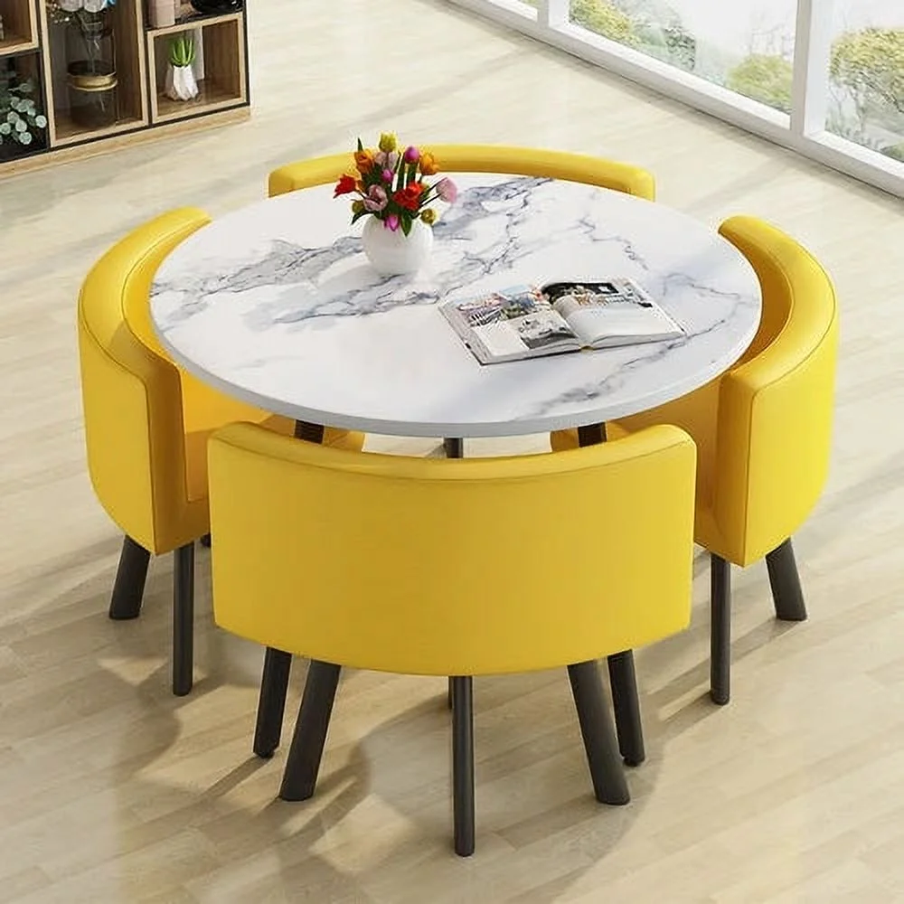 Dining Table Set 4 Chairs Office Reception Seat Suits Negotiation Table Casual Visitor Round Table Visitor Office Desk Chair Set