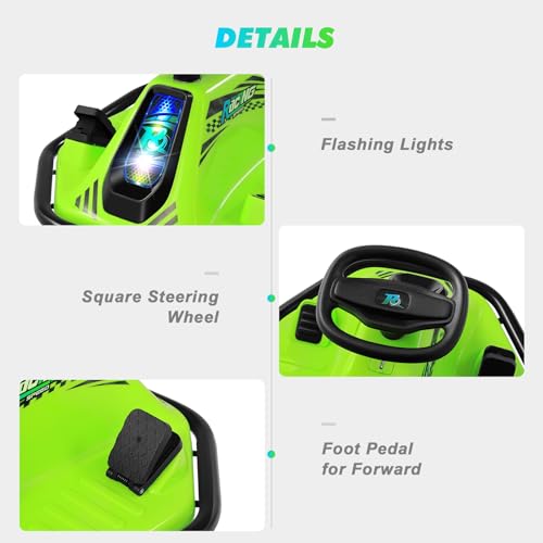 360 Degrees Rotating Ride On Drift Car and 2 Replacement Universal Wheels, 24V Electric Drifting Go Kart for Kids W/Brushless Motor, High/Low Speed