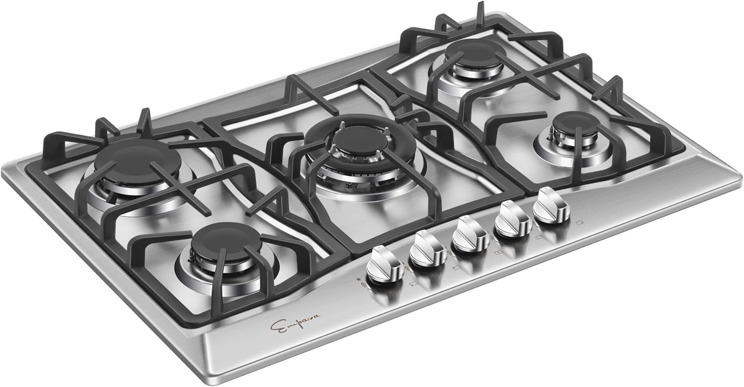 Empava Electric Stove Induction Cooktop Vertical with 2 Burners in Black Vitro Ceramic Smooth Surface Glass 120V, 12 Inch