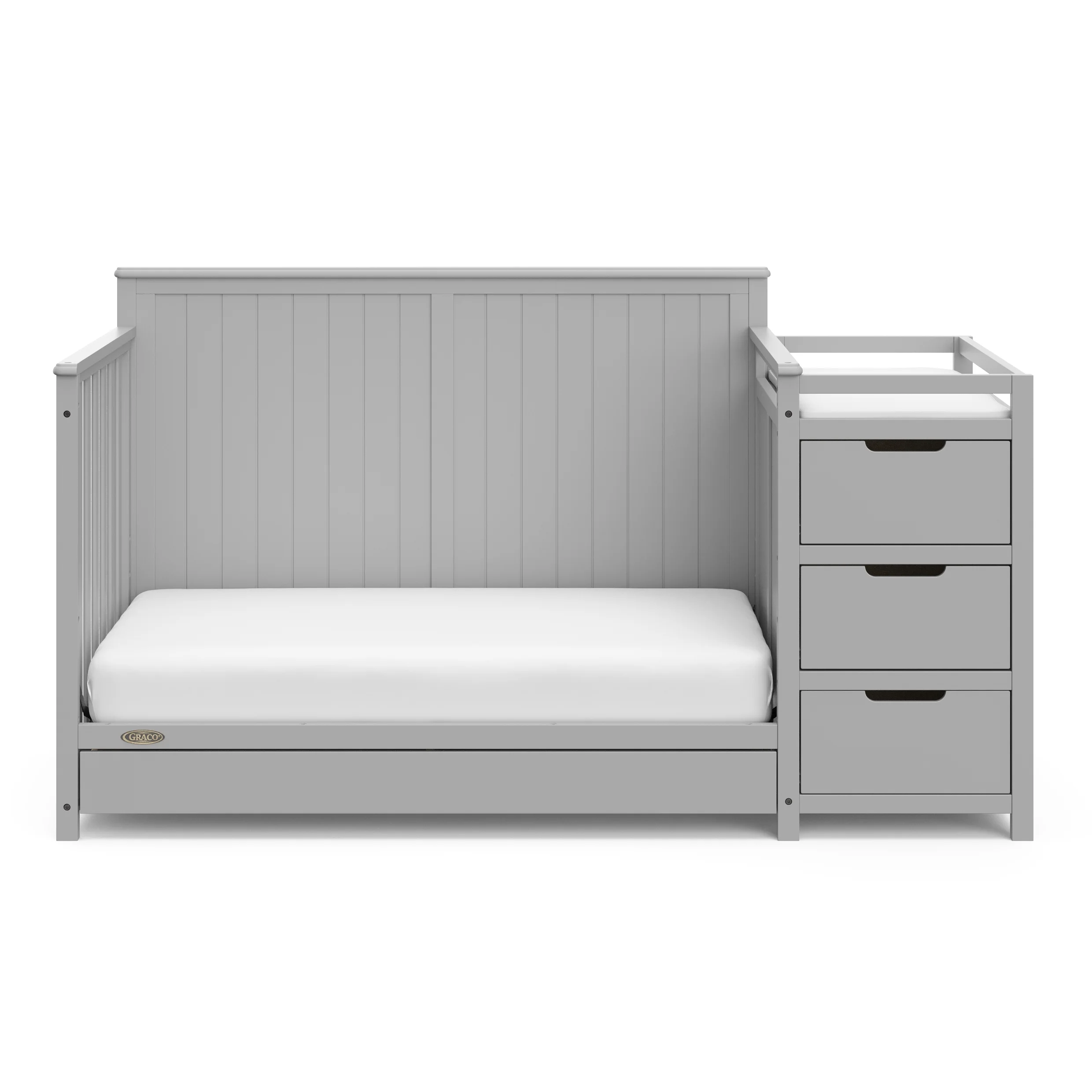 Graco Hadley 5-in-1 Convertible Crib and Changer with Drawer, Pebble Gray - Curated Treasures Market