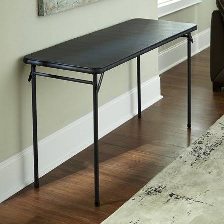 Cosco 20 inch x 48 inch Vinyl Top Folding Table, Black, Size: 20 x 48