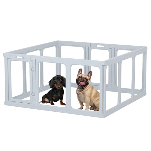 Clear Acrylic Dog Playpen - 11.6 sq.ft, 24" H 10 Planes Transparent Dog Fence Indoor, Sturdy Pet Pen for Puppy/Small Dog/Rabbit/Cat/Pig