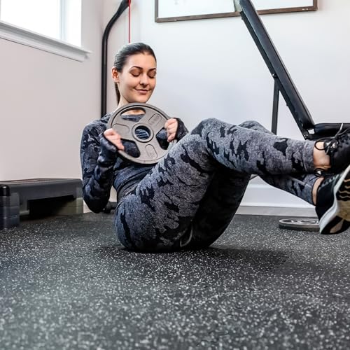SUPERJARE 0.56'' Thick 24 Pcs 96 Sq Ft Rubber Top Exercise Equipment Mats, High Density EVA Foam Mats with Rubber Top