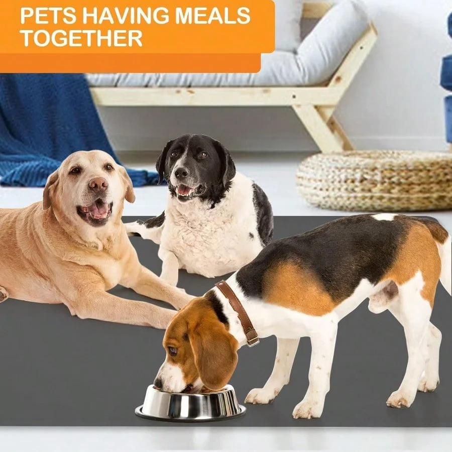 Dog Water Mat 39.4*29.5in Silicone Dog Mat For Food And Water Extra Large Pet Feeding Mat For Floors Waterproof Pet Feeding Mat Prevent Water Food