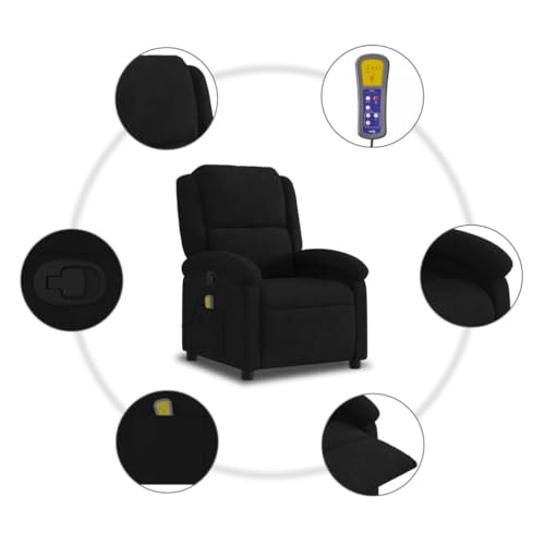 Massage Recliner Chair Black Velvet,Plush Velvet Reclining Massage Chair with Adjustable Footrest, Headrest