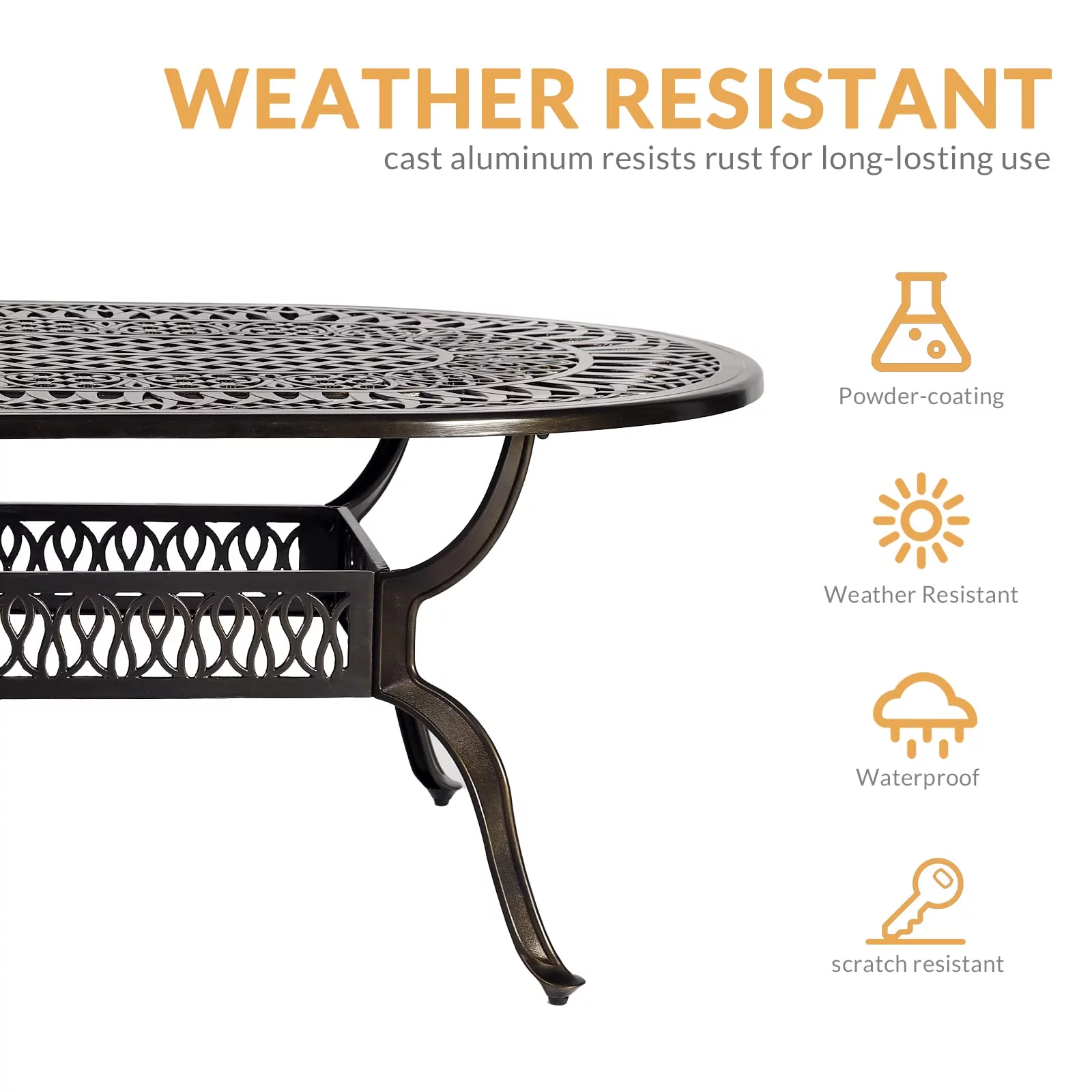 W WARMHOL 9-Piece Patio Dining Set, Outdoor Patio Set of 83.8" Oval Cast Aluminum Dining Table with Umbrella Hole and 8 Outdoor Dining Cushion Chairs