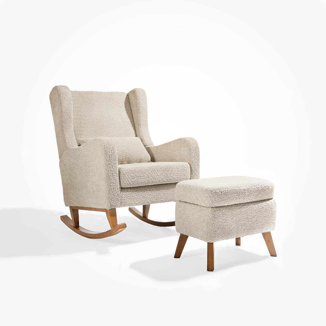 Tutti Bambini Harper Wingback Rocking Chair and Footstool – Teddy Mushroom
