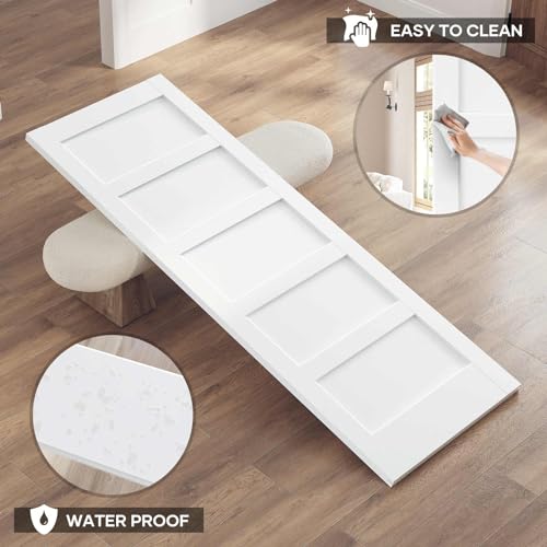 Double 32x84 Inch White Sliding Barn Door Slab with 5.5ft Hardware Kit Included