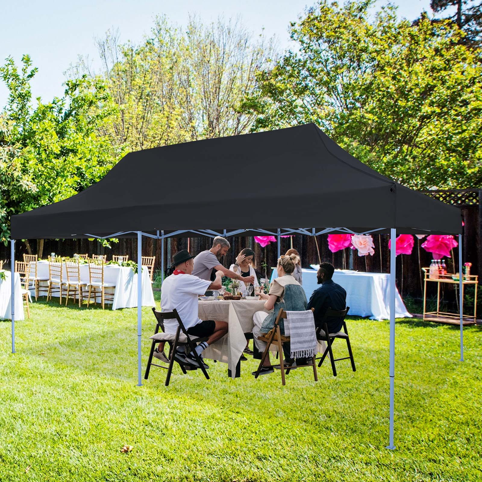 Texinpress 10'x20' Ez Pop Up Commercial Canopy Tent with Sidewalls, Black