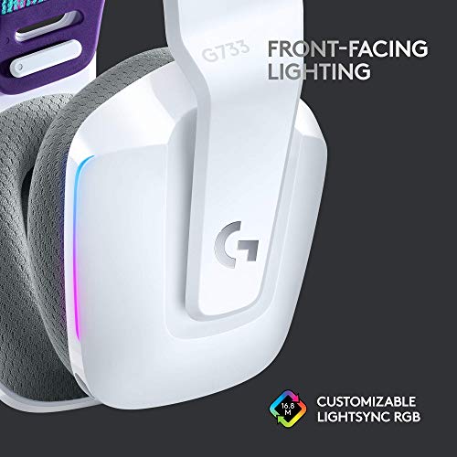Logitech G733 Lightspeed Wireless Gaming Headset, Suspension Headband, Lightsync RGB, Blue VO!CE Mic, PRO-G Audio – Black, Gaming Headset Wireless