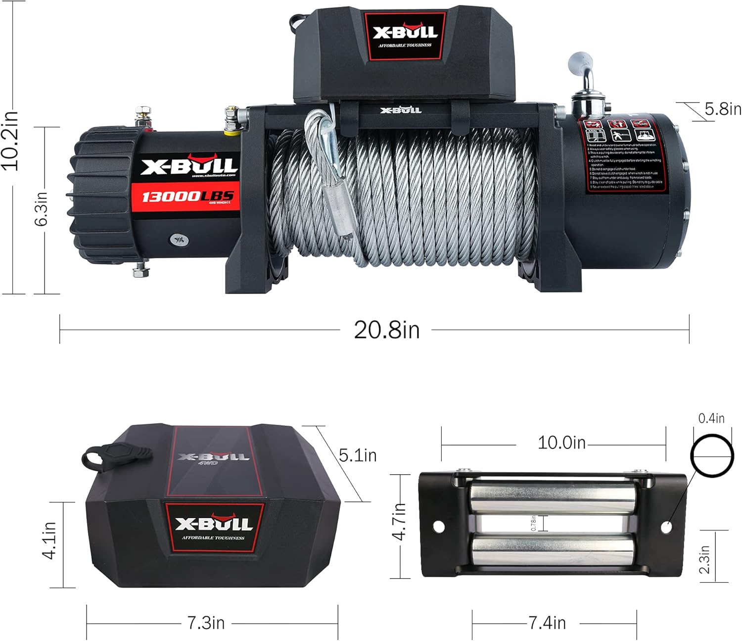X-BULL12V Wireless Steel Cable 13000LBS Electric Winch for 4WD 4x4 Off Road Vehicle Boat Truck