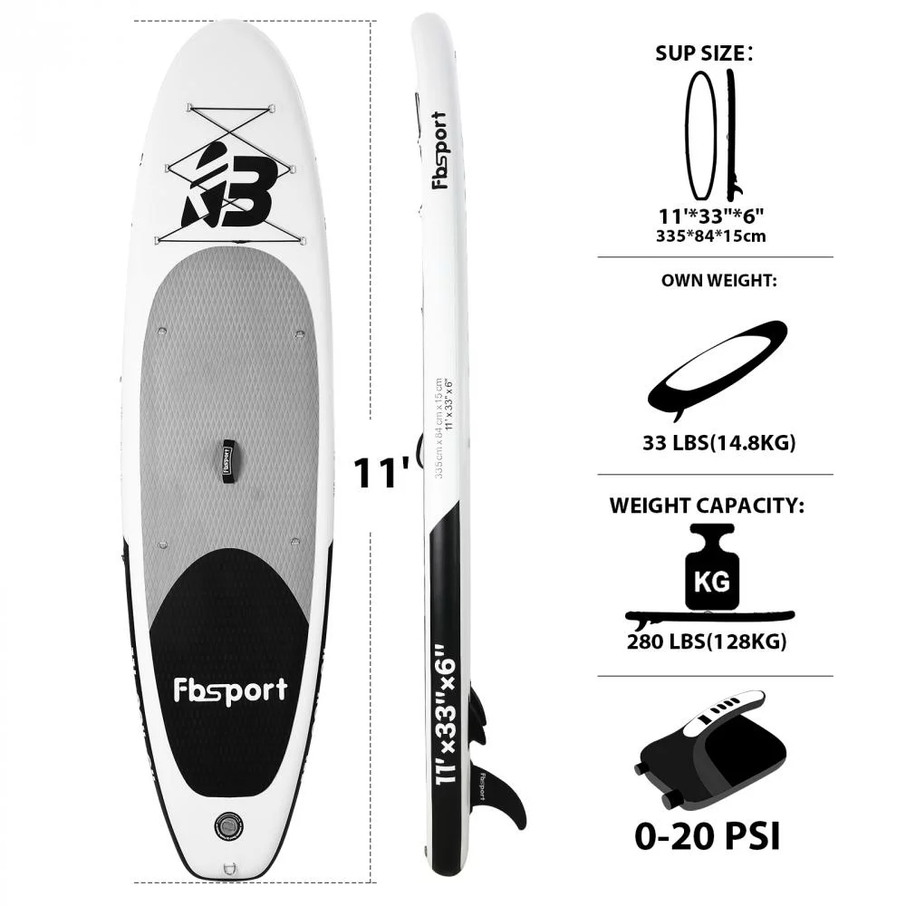 Fbsport Electric Inflatable Paddle Board, Stand UP Paddleboard 11' Length with Electric Pump SUP Accessories