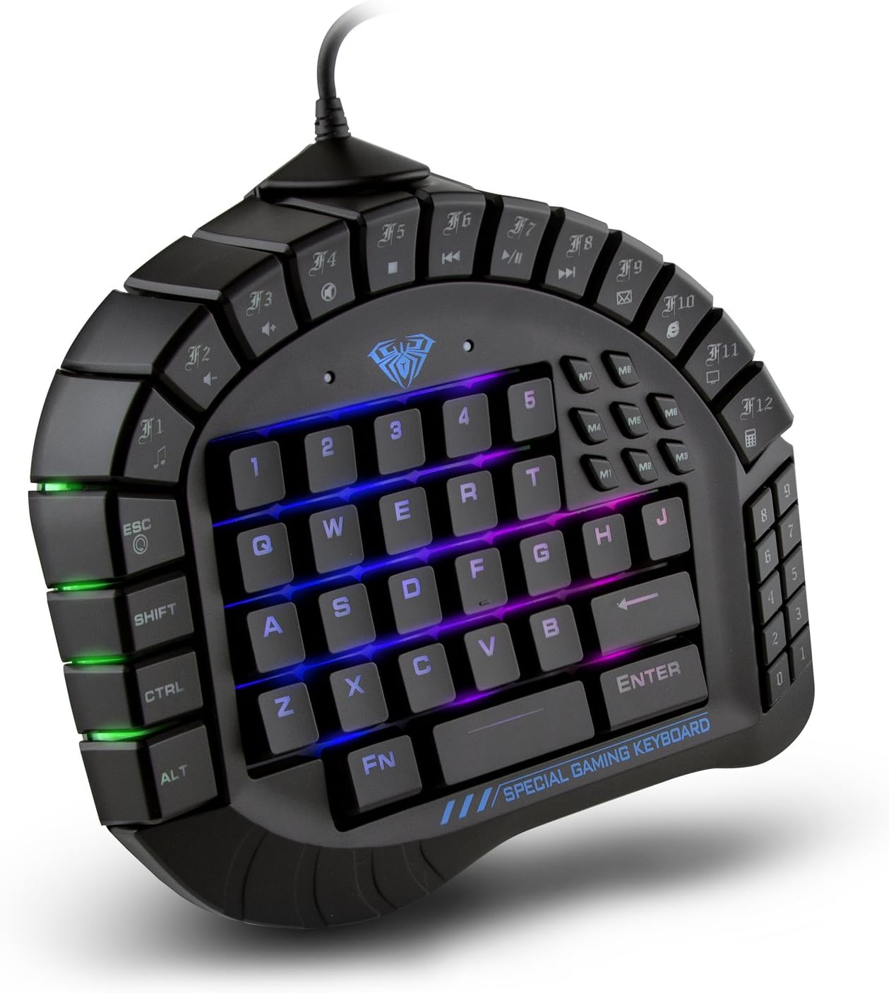 Beastron Aula Excalibur One Handed Mechanical Gaming Keyboard, Blue Switches, Software Customizable RGB Backlit Effects, 8 Programmable Macro Keys