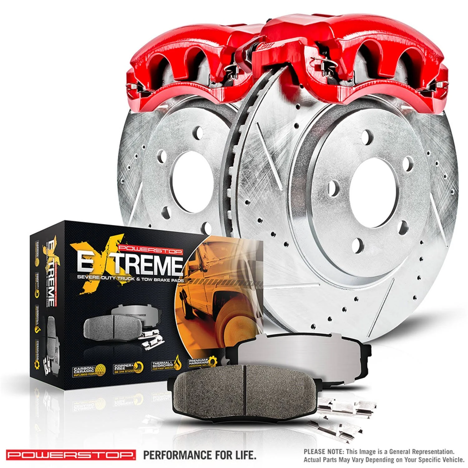 Power Stop - Front Z36 Truck u0026 Tow Brake Kit with Calipers KC2149-36