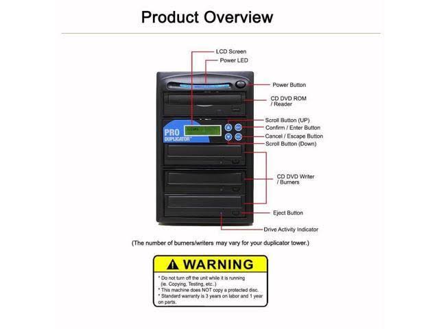 Produplicator 1 to 7 24x CD DVD Duplicator Copier (M-Disc Support Burner) with Nero
