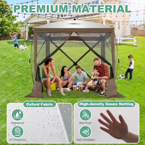 COBIZI 12x12ft Pop up Gazebo Screen Tent Screen House for Camping, Camping Outdoor Screened Gazebo, Canopy Tent