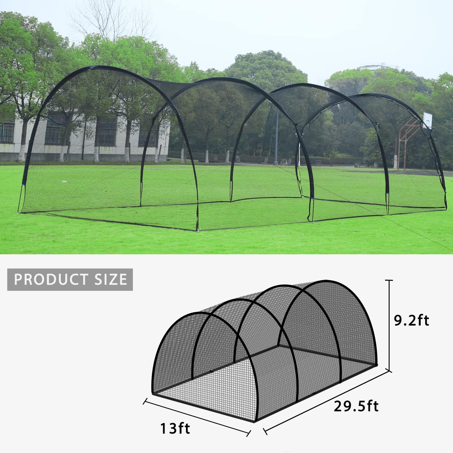 Hitting Cage Net Baseball Batting Cage, Baseball Training Equipment Batting Cage Net, Baseball and Softball Cage Net with Frame and Net