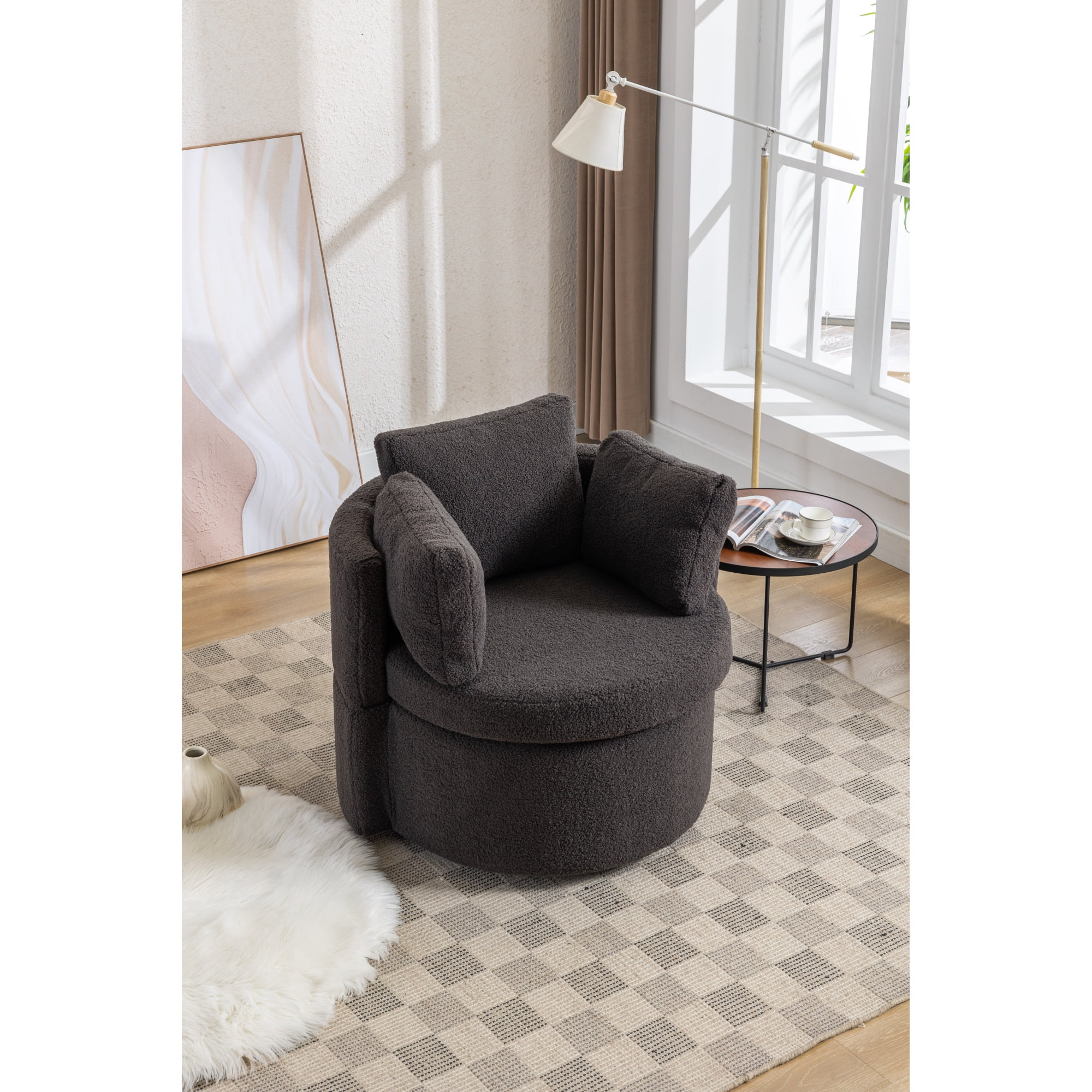 Swivel And Storage Chair For Living Room,Dark Gray