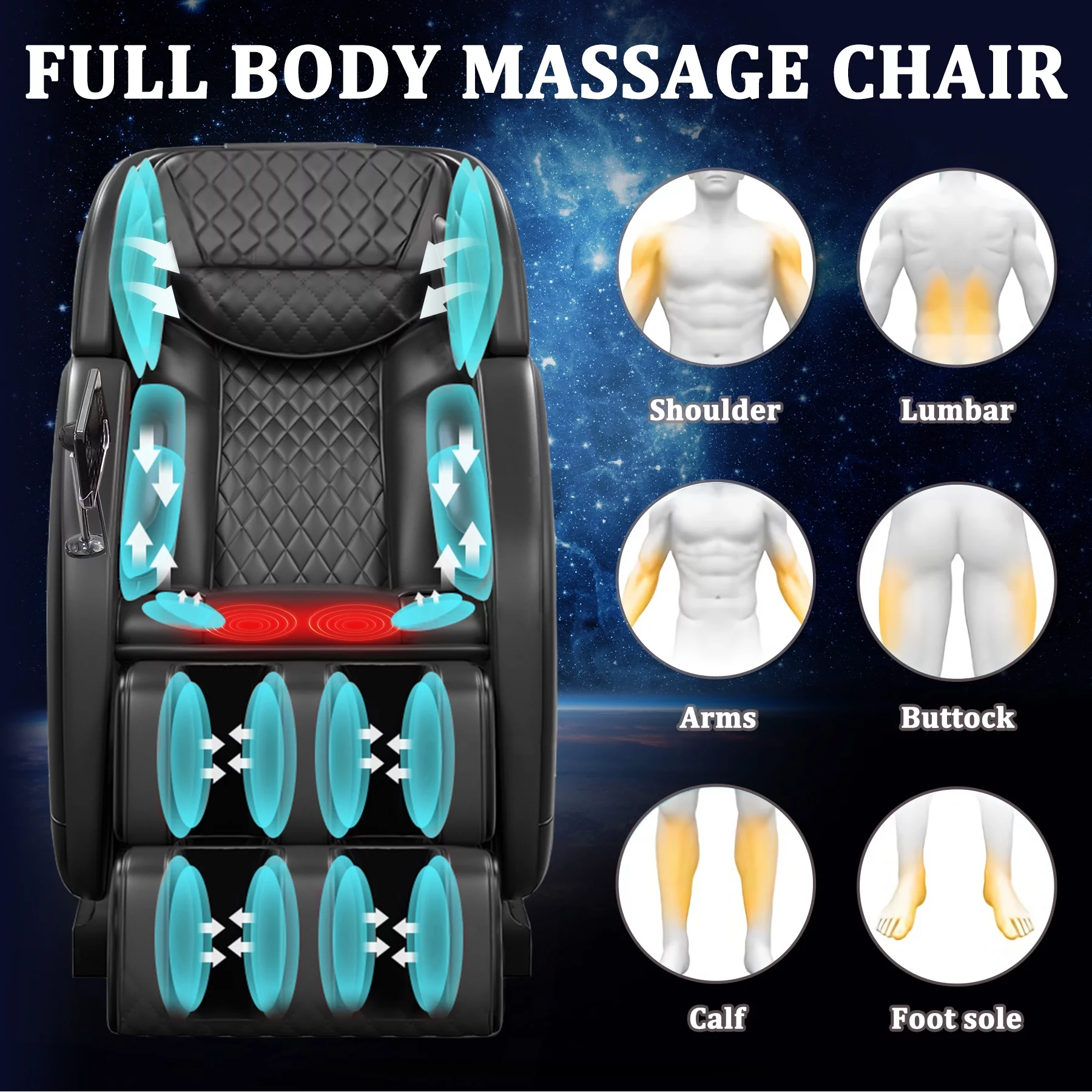 BILITOK Massage Chair, Bluetooth Massage Chair with Smart Screen Zero Gravity Massage and Wave Air Bag Massage Shoulders, Arms, Back, Waist, Buttocks