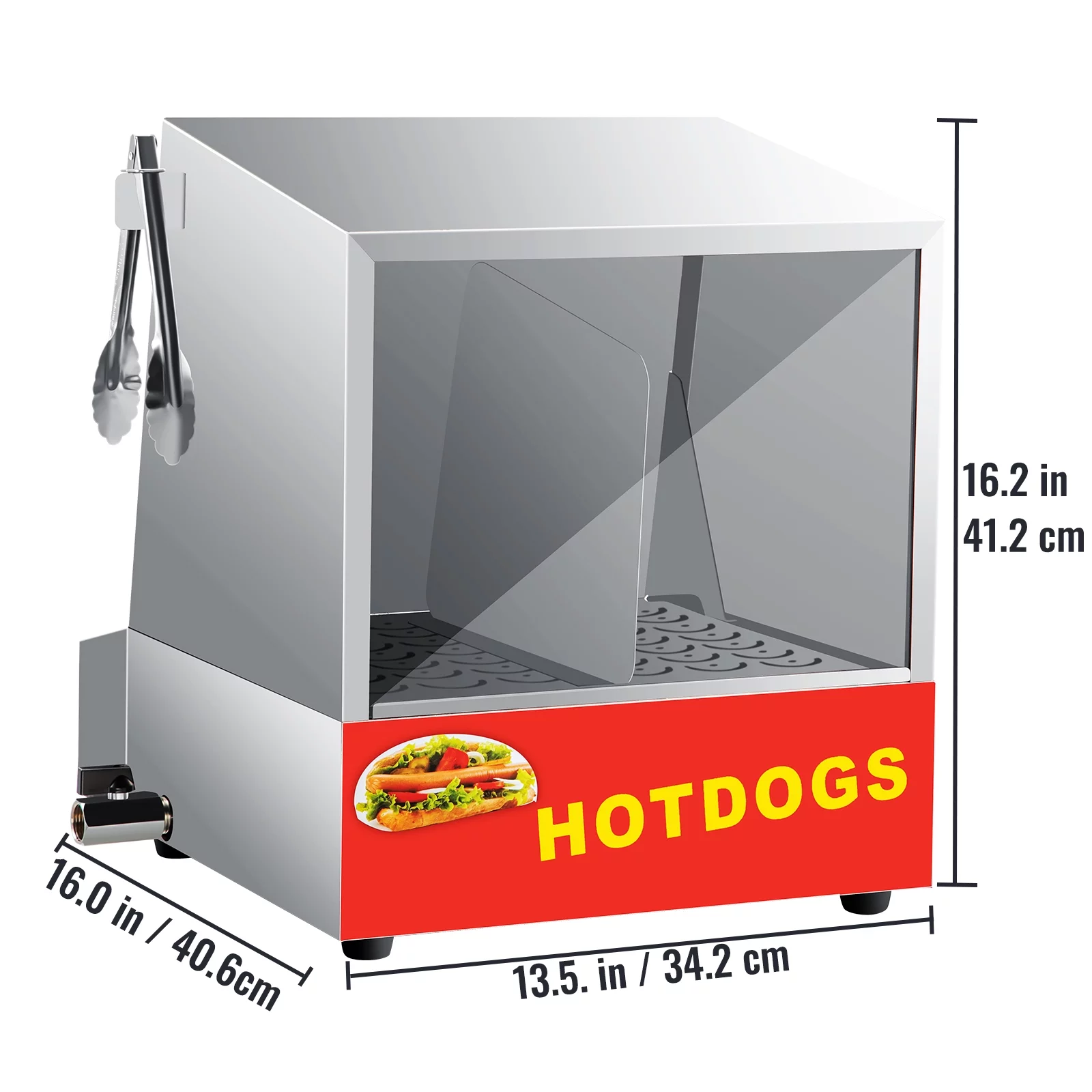VEVOR Hot Dog Steamer, 36L/32.69Qt, Classic Hut Steamer for 96 Hot Dogs & 30 Buns