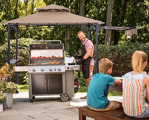 ABCCANOPY 8x5 Grill Gazebo - Outdoor BBQ Canopy Shelter with Led Light for Patio Backyard Grilling (Dark Gray)