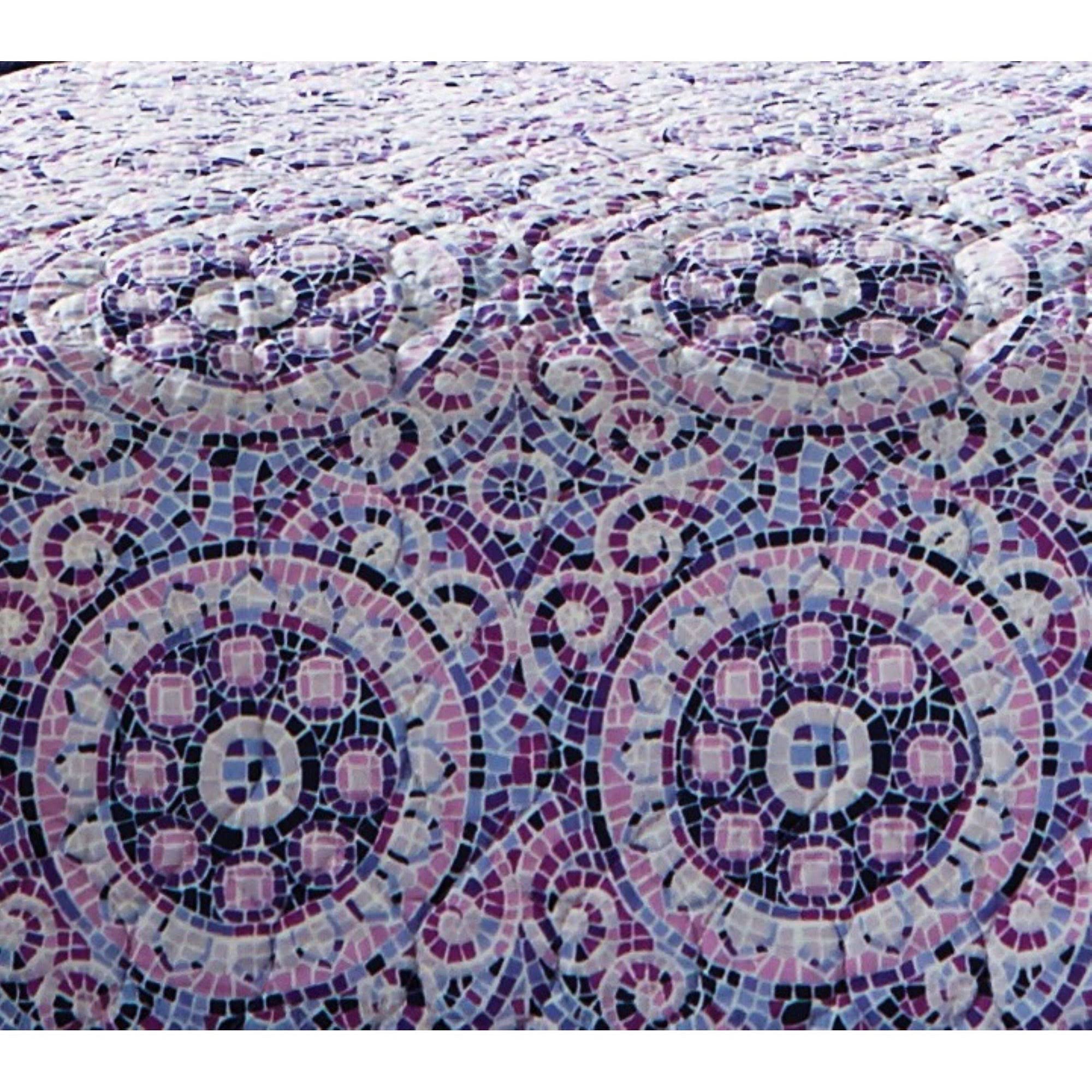 Jessica Simpson Mosaic Border King Quilt - Multi