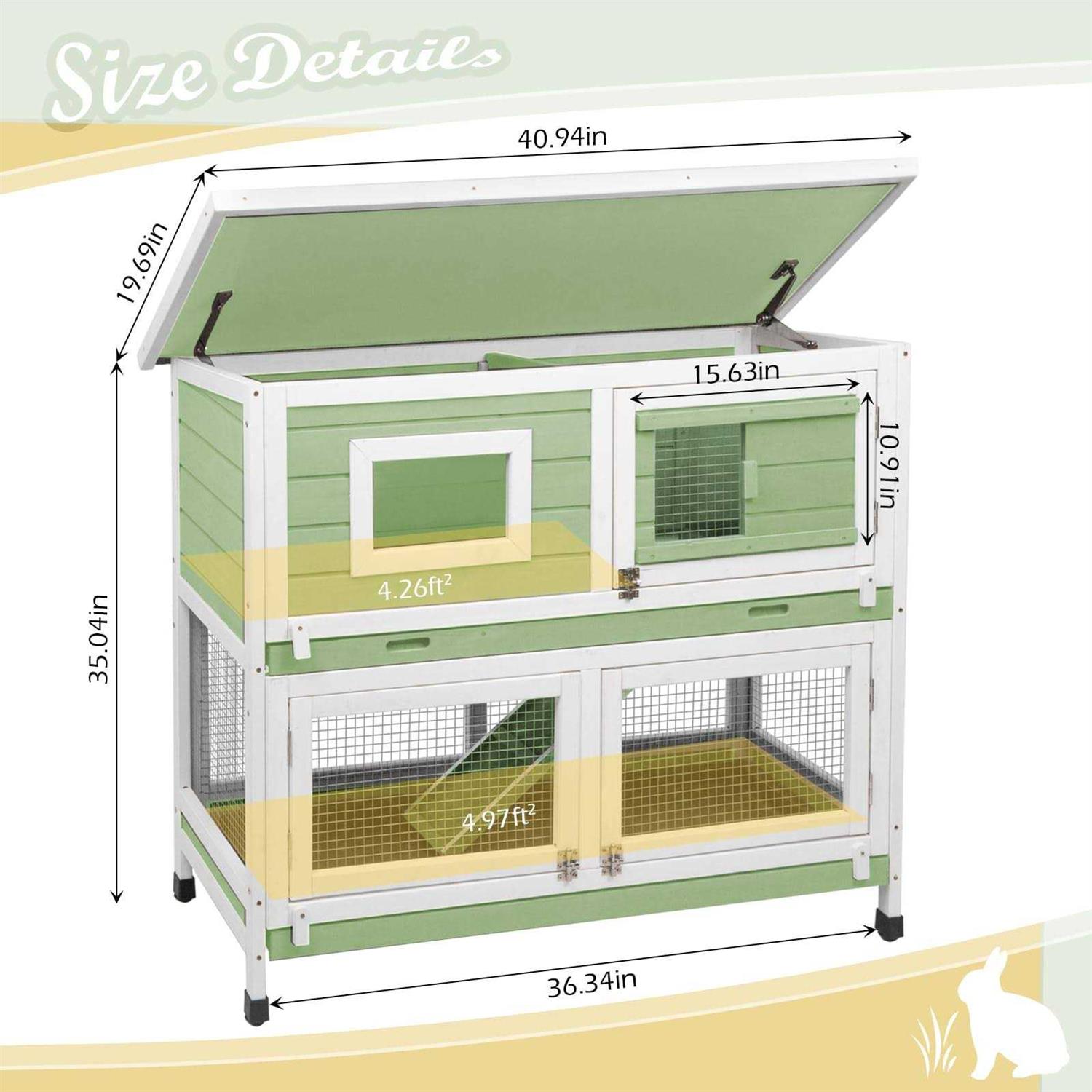 PetsCosset Rabbit Hutch Rabbit Cages Indoor Rabbit Hutch Outdoor Bunny Cage Rabbit Cage On Wheels Two Story Weatherproof Guinea Pig Cage for Small