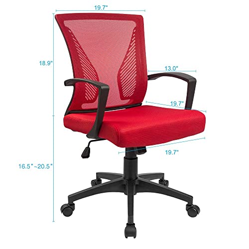 Furmax Office Chair Mid Back Swivel Lumbar Support Desk Chair, Computer Ergonomic Mesh Chair with Armrest (Black)