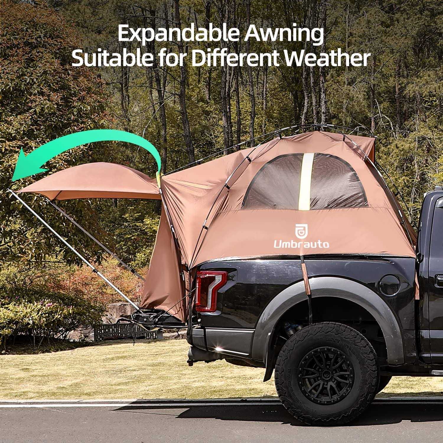 Umbrauto Truck Bed Tent Double Layer Truck Camping Waterproof for 2 Person Pickup Truck Tent with Removable Awning - Sports Supplies Online Store