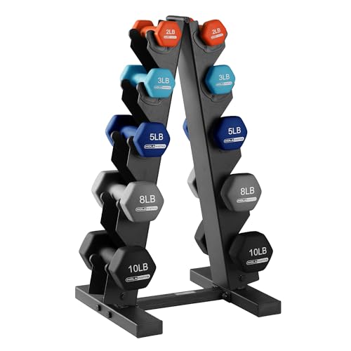 HolaHatha Neoprene Dumbbell Free Hand Weight Set with Rack, Ideal for Home Exercises to Gain Tone and Definition