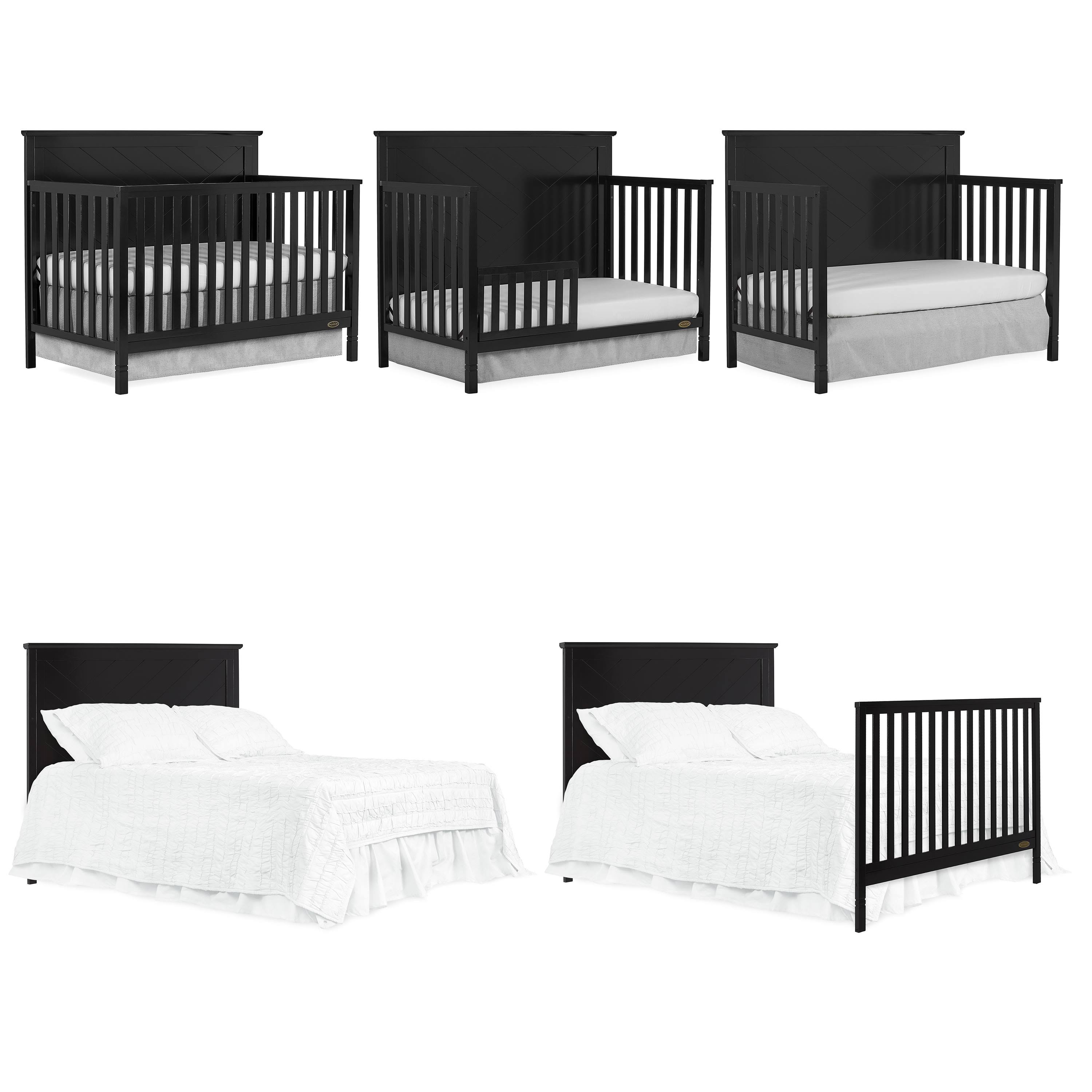 Dream on Me Skyline 5 in 1 Convertible Crib ,Black