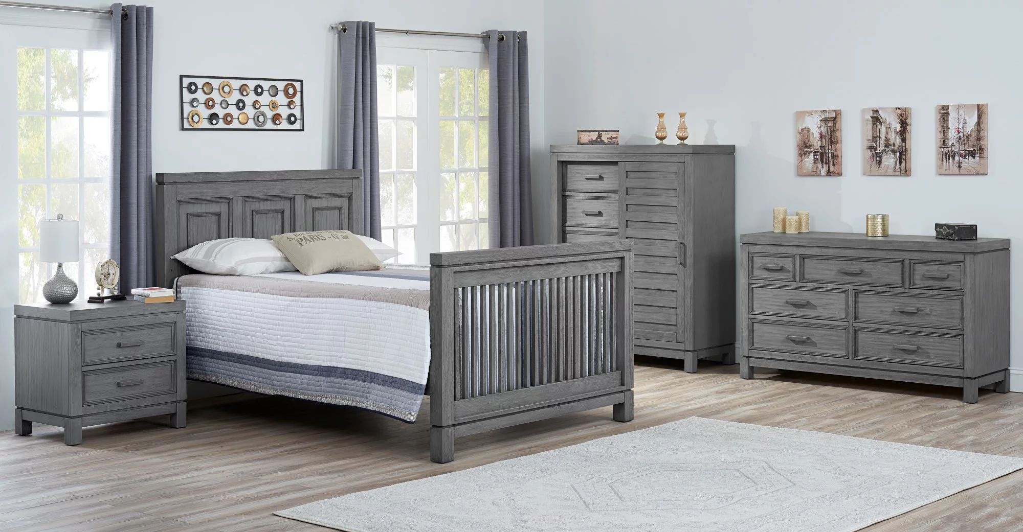 Soho Baby Manchester 4-in-1 Convertible Crib, Rustic Gray, GreenGuard Gold Certified