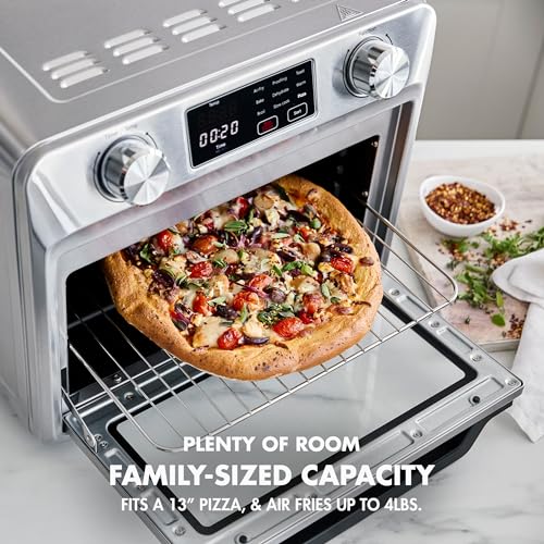 GreenPan Bistro Matte Black 9-in-1 Air Fry Oven, Nonstick Baking Pan, Stainless Steel Rack, and Basket, Fast Heating, Multifunction Presets